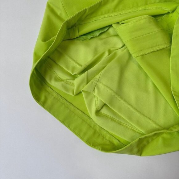 VINTAGE Groovy 70's Style Neon Lime Green Gogo Golf Mini Skort Skirt Short Small - Picture 2 of 9